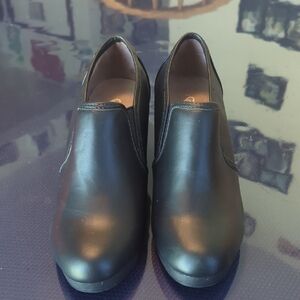 Women's Black Wedge Slip-On Heels